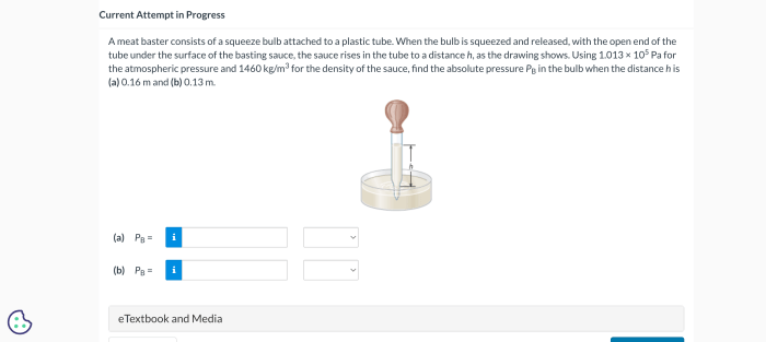 A meat baster consists of a squeeze bulb