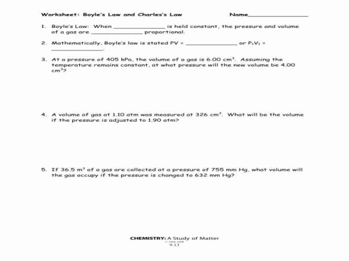 Boyle's law worksheets with answers